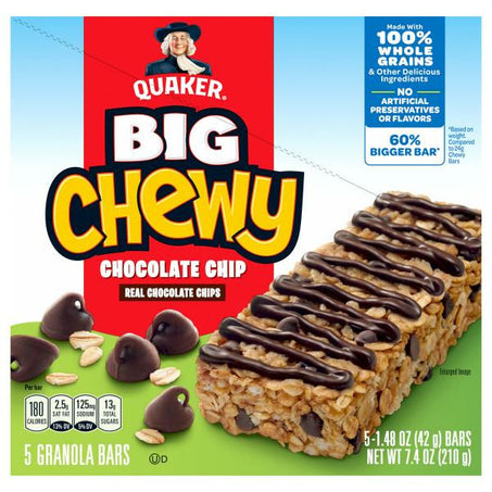 Quaker Granola Bars, Big Chocolate Chips 7.4 oz