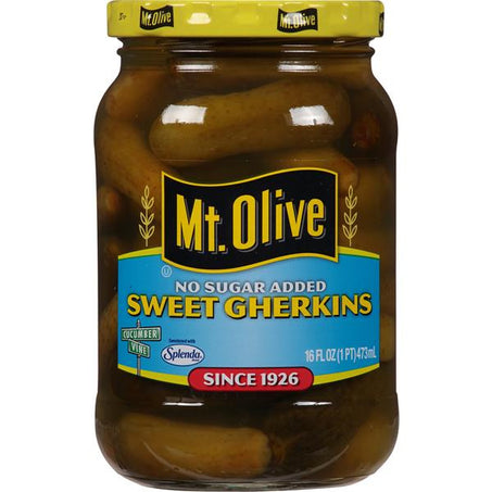 Mt. Olive Sweet Gherkins No Sugar Added Pickles with Splenda 16 fl oz