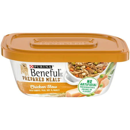 Purina Beneful Prepared Meals Chicken Stew with Carrots, Peas, Rice & Barley Dog Food, 10 oz