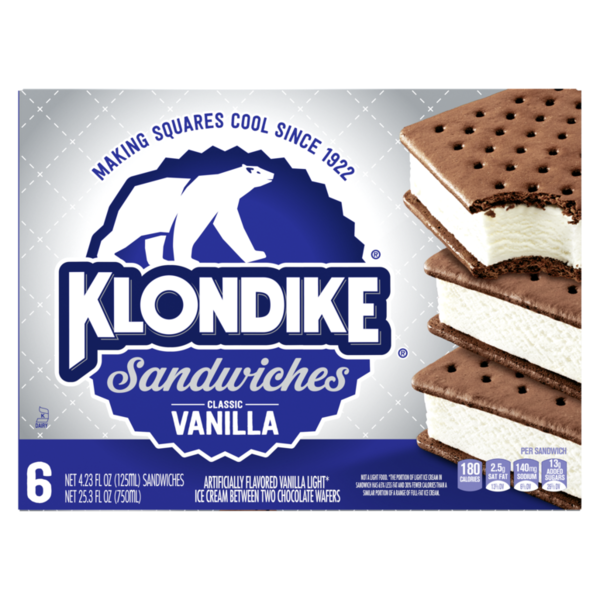 Klondike Ice Cream Sandwich Vanilla 6 ct