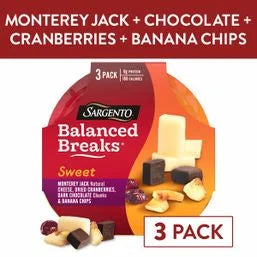 Sargento Sweet Balanced Breaks Monterey Jack Cheese, Dried Cranberries & Caramel Glazed Walnuts - 3pk