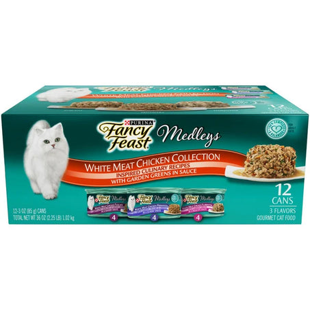 Purina Fancy Feast Wet Cat Food , Medleys White Meat Chicken in Sauce Collection, 3 oz, 12 count