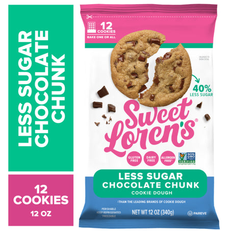Sweet Loren's Less Sugar Chocolate Chunk Cookie Dough, Gluten Free & Vegan
