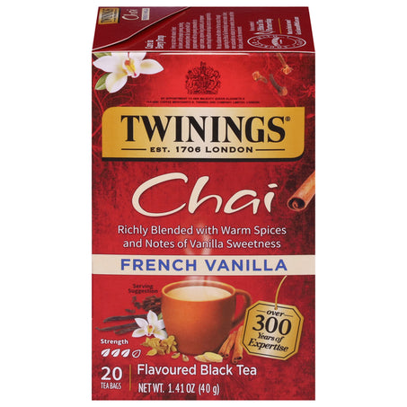 Twinings Flavoured Black Tea, French Vanilla, Chai 20 ct