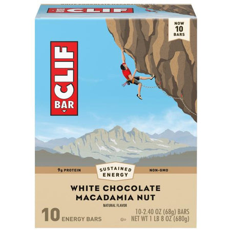 CLIF BAR White Chocolate Macadamia Nut Flavor Energy Bars, Plant Based Protein Bars 10 Bars
