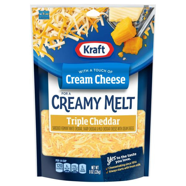Kraft Shredded Cheese, Triple Cheddar 8 oz
