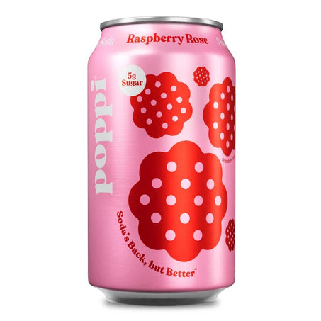 Poppi Prebiotic Soda, Raspberry Rose 12 fl oz