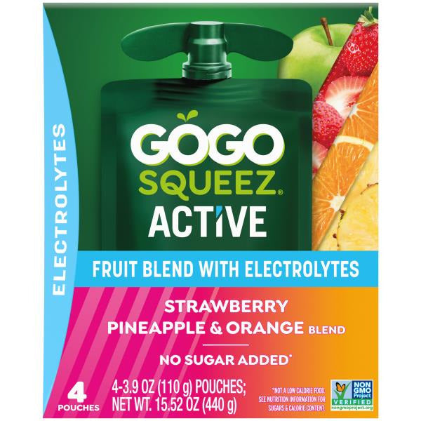 GoGo Squeez Fruit Blend, Strawberry Pineapple & Orange  • 4 x 3.9 oz