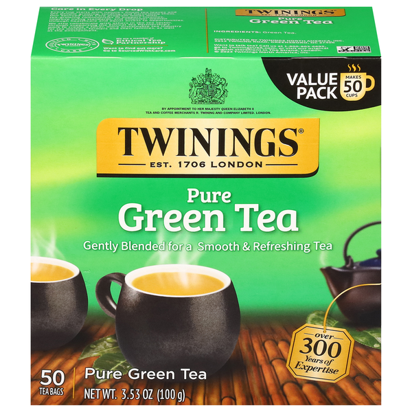 Twinings Green Tea, Pure, Bags, Value Pack 50 ct