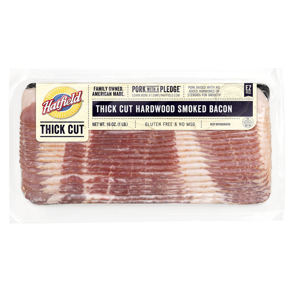 Hatfield Bacon, Hardwood Smoked, Thick Cut 12 oz