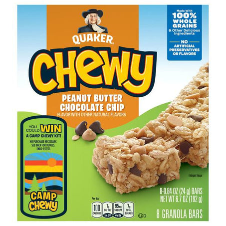 Quaker Granola Bars, Chewy, Peanut Butter Chocolate Chip 8 ct