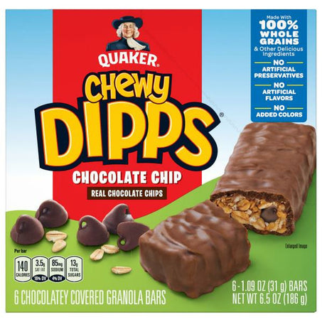 Quaker Granola Bars, Chocolate Chip, Chewy 6 ct
