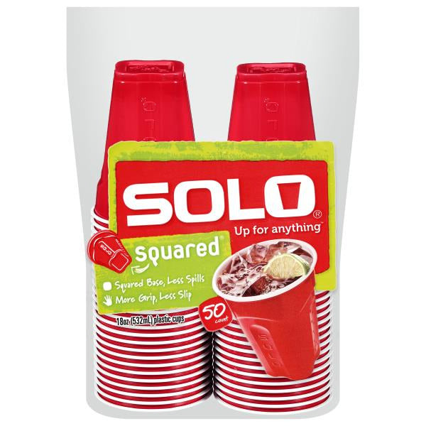 SOLO Plastic Cups, Squared, 18 Ounce 50 ct
