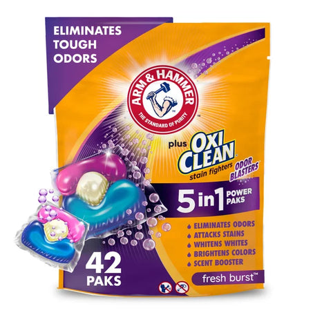 Arm & Hammer Plus Oxiclean With Odor Blasters Laundry Detergent 42 ct