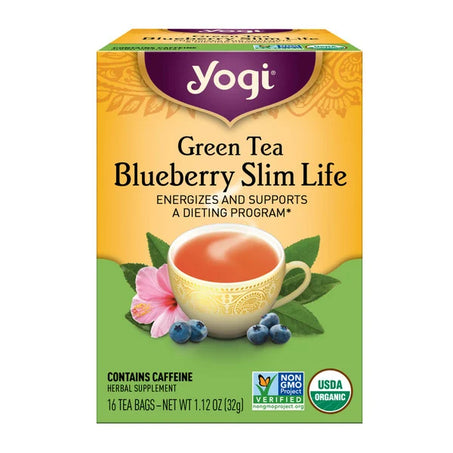 Yogi Tea Green Tea Blueberry Slim Life Tea, Supports a Dieting Program, Contains Caffeine 16 ct