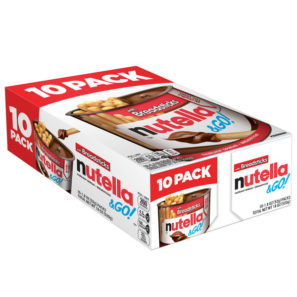 Nutella & Go Hazelnut and Cocoa Spread with Breadsticks, Snack Cups 10 ct