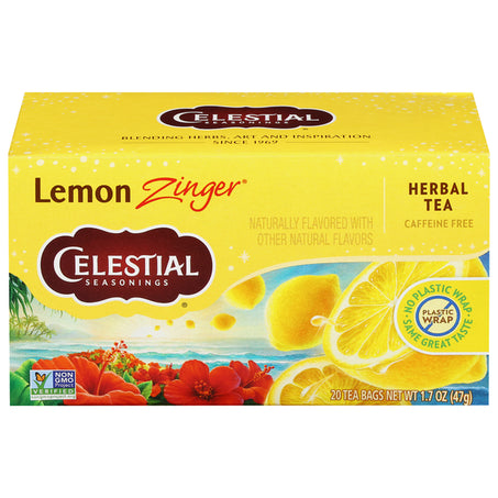 Celestial Seasonings Herbal Tea, Caffeine Free, Lemon Zinger, Tea Bags 20 ct