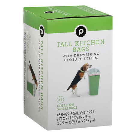 Publix Tall Kitchen Garbage Bags, with Drawstring Closure System, 13-Gallon 45 ct