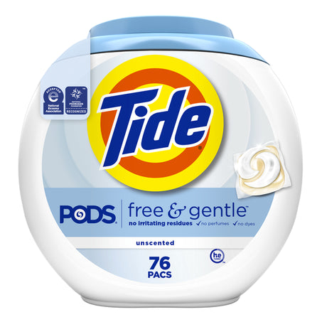 Tide PODS Free & Gentle Liquid Laundry Detergent Pacs 76 ct