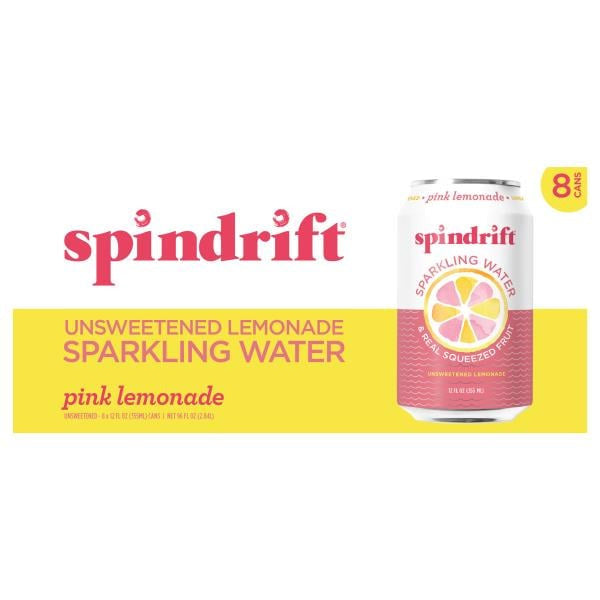 Spindrift Sparkling Water Pink Lemonade 8 x 12 fl oz