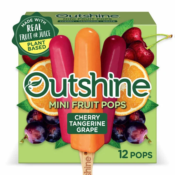 Outshine Cherry, Tangerine, and Grape Frozen Fruit Pops, Variety Pack