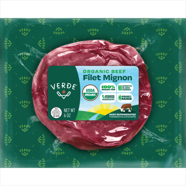 Verde Farms Organic, 100% Grass-Fed, Filet Mignon 6 oz