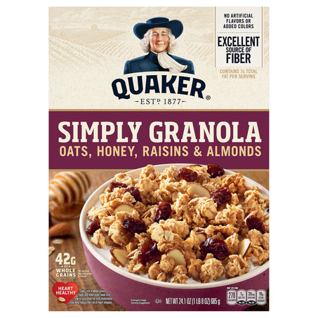 Quaker Simply Granola, Oats, Honey, Raisins & Almonds 24.1 oz