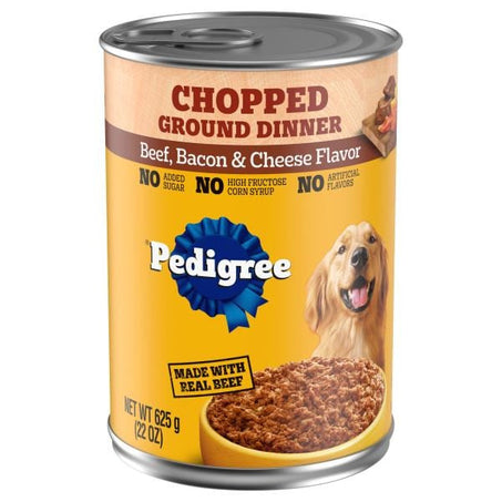 Pedigree Chopped Ground Dinner Beef, Bacon & Cheese Flavor Dog Food 22 oz
