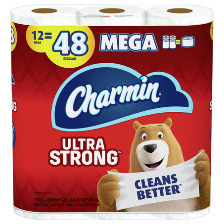 Charmin Bathroom Tissue, Mega Roll, 2-Ply, Unscented 12 ct