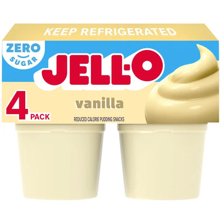 Jell-O Vanilla Sugar Free Refrigerated Pudding Cup Snacks • 4 x 3.88 oz