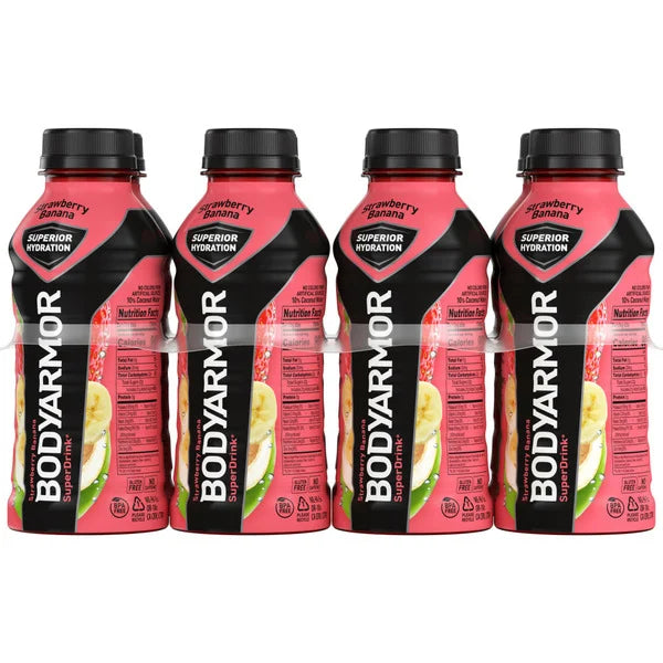 BODYARMOR SuperDrink Strawberry Banana Electrolyte Sports Hydration Drinks  • 8 x 12 fl oz