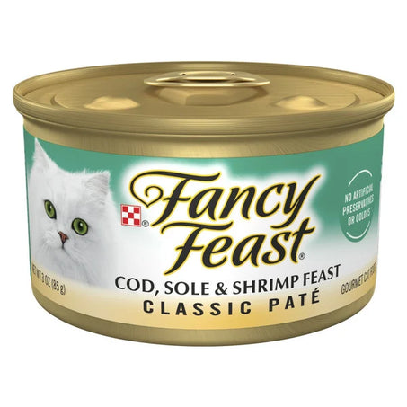 Fancy Feast Cod Sole & Shrimp Feast Classic Paté Gourmet Cat Food, 3 oz