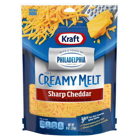 Kraft with a Touch of Cream Cheese Natural Cheese Shreds Sharp Cheddar oz. Bag 8 oz