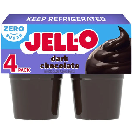 Jell-O Dark Chocolate Sugar Free Refrigerated Pudding Cup Snacks • 4 x 3.88 oz
