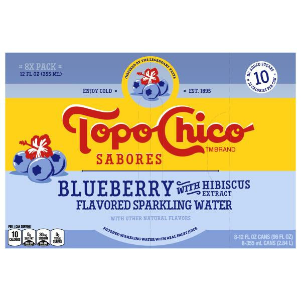 Topo Chico Sparkling Water, Blueberry with Hibiscus Extract 8 x 12 fl oz