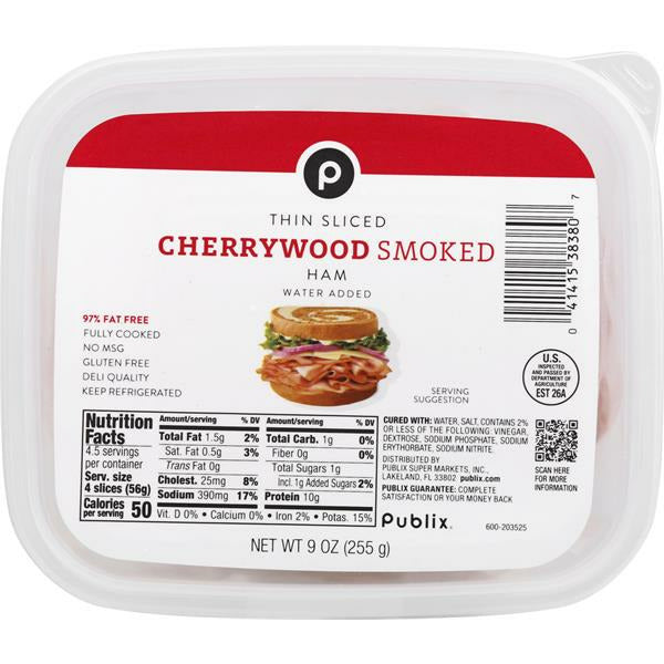 Publix Ham, Cherrywood Smoked, Thin Slice 9oz