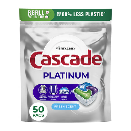 Cascade Platinum Dishwasher Pods, Fresh 50 ct