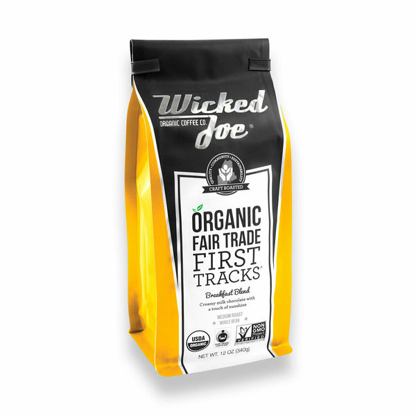 Wicked Joe Organic Coffees First Tracks, Breakfast Blend, Ground 12 oz