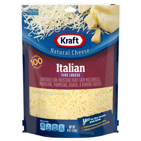 Kraft Shredded Cheese, Italian Five Cheese 8 oz