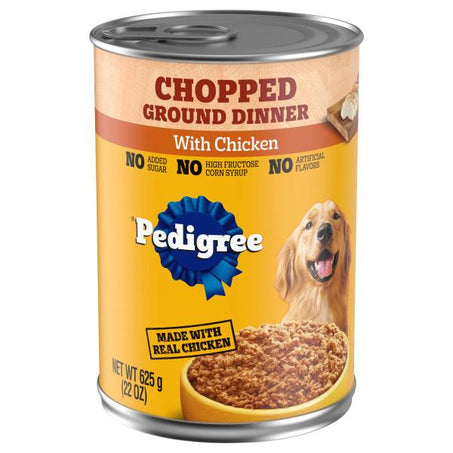 Pedigree Chopped Ground Dinner Adult Canned Wet Dog Food Chicken 22 oz