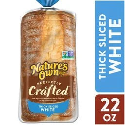 Nature's Own Perfectly Crafted White Bread, Thick Sliced Non-GMO Sandwich Bread, 22 oz Loaf