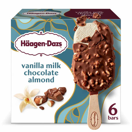 Haagen-Dazs Vanilla Milk Chocolate Almond Ice Cream Bars 6 ct