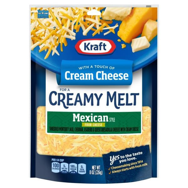 Kraft Shredded Cheese, Mexican Style, Four Cheese 8 oz