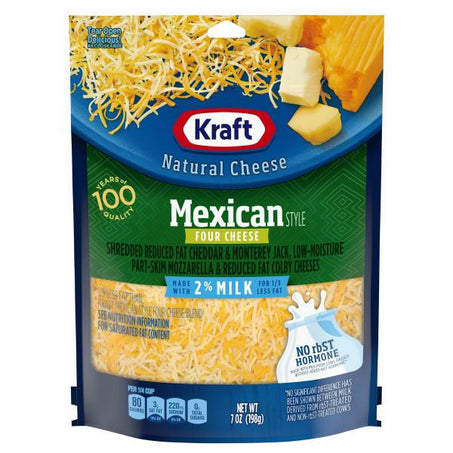 Kraft Shredded Cheese, Mexican Style Four Cheese 8 oz