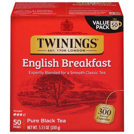 Twinings Black Tea, Pure, English Breakfast, Value Pack 50 ct