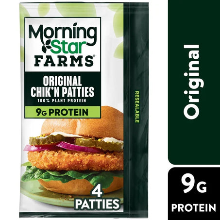 Morning Star Farms Plant Based Chik'n Patties Original, Vegan Meat, 10 oz, 4 Count