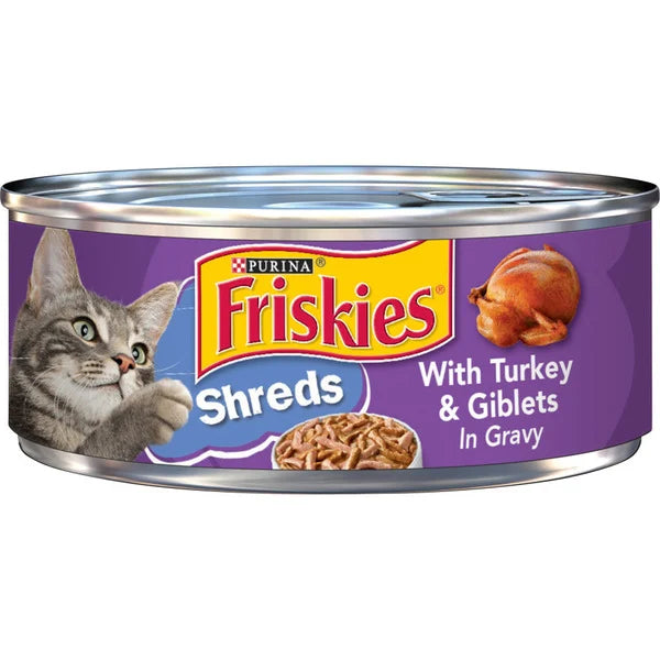 Purina Friskies Gravy Wet Cat Food, Shreds With Turkey & Giblets in Gravy 5.5 oz