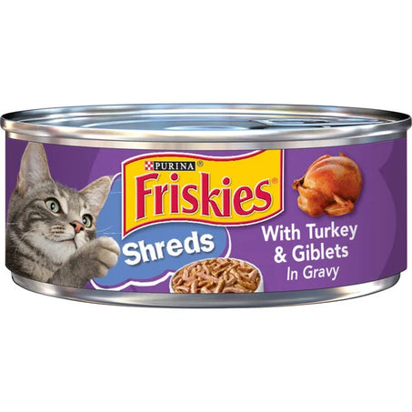 Purina Friskies Gravy Wet Cat Food, Shreds With Turkey & Giblets in Gravy 5.5 oz
