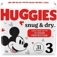 Huggies Snug & Dry Baby Diapers, Size 3 (16-28 lbs) 31 ct