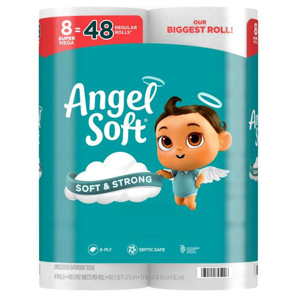 Angel Soft Mega Toilet Paper 8 ct